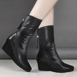 Ivy | Ruched Wedge Boots