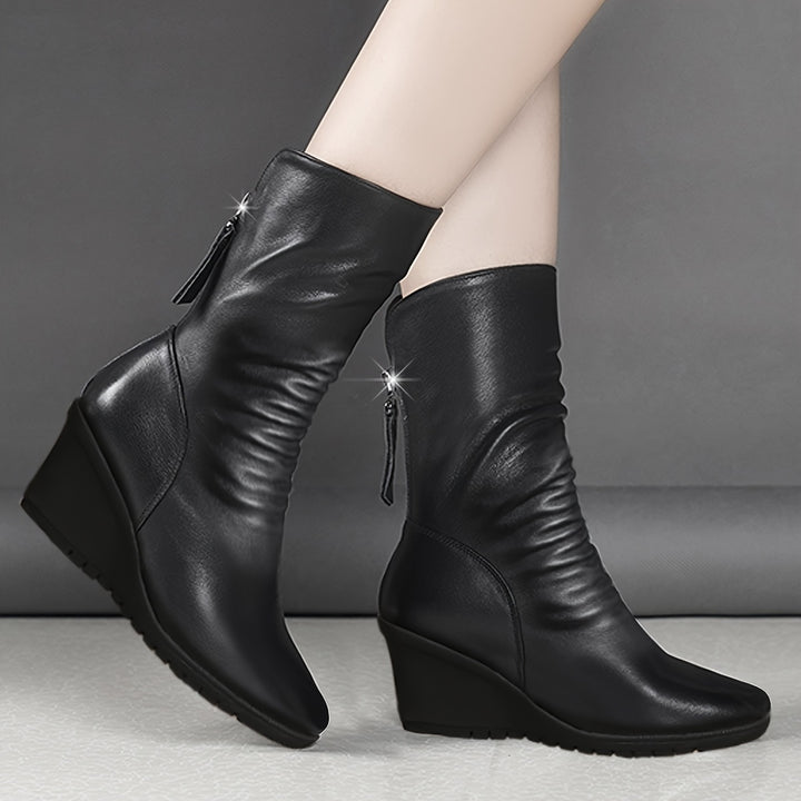 Ivy | Ruched Wedge Boots