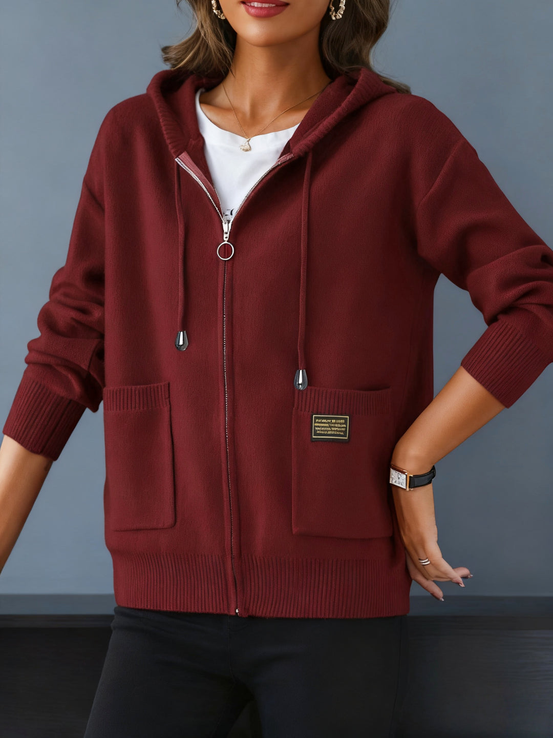 Gemma | Cosy Zip-Up Hooded Cardigan