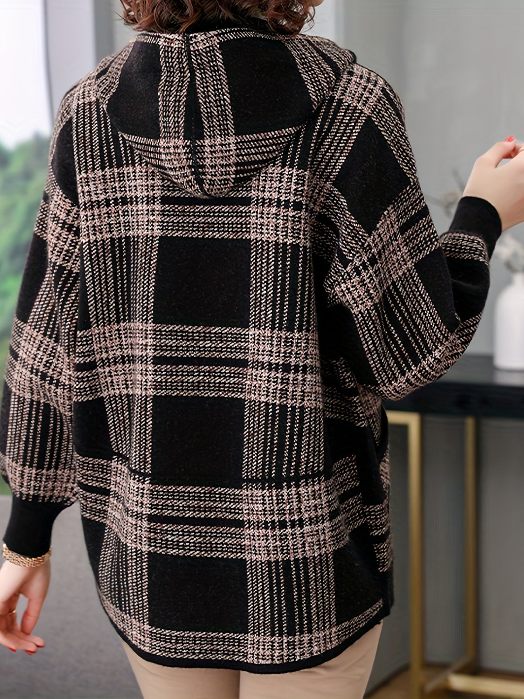 Delaney | Checked Hooded Zip-Up Jacket