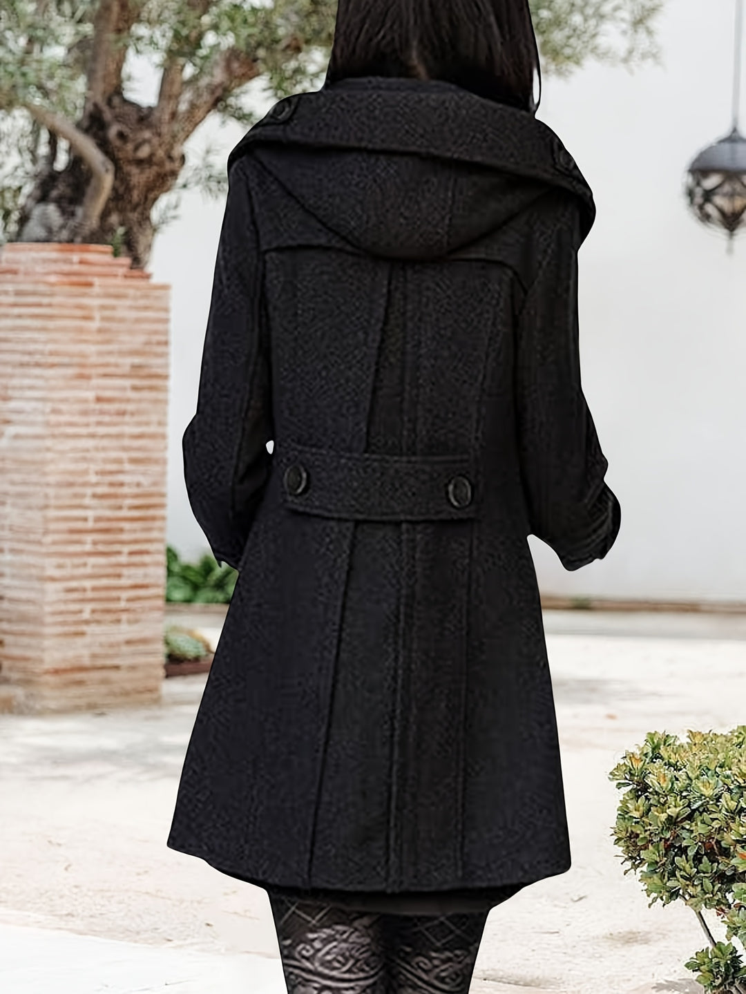 Georgina | Hooded Double-Breasted Mid-Length Coat