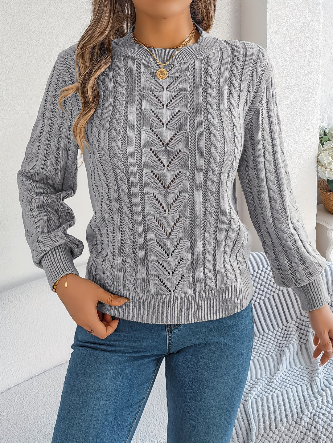 Heather | Textured Cable-Knit Jumper