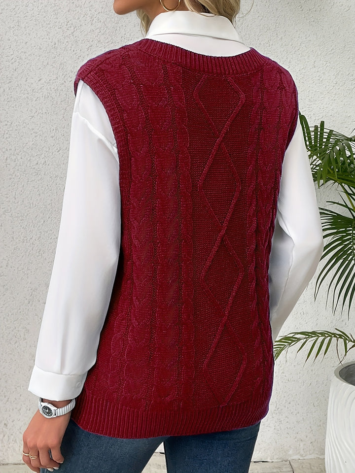 Colleen | Cable-Knit V-Neck Sweater Vest