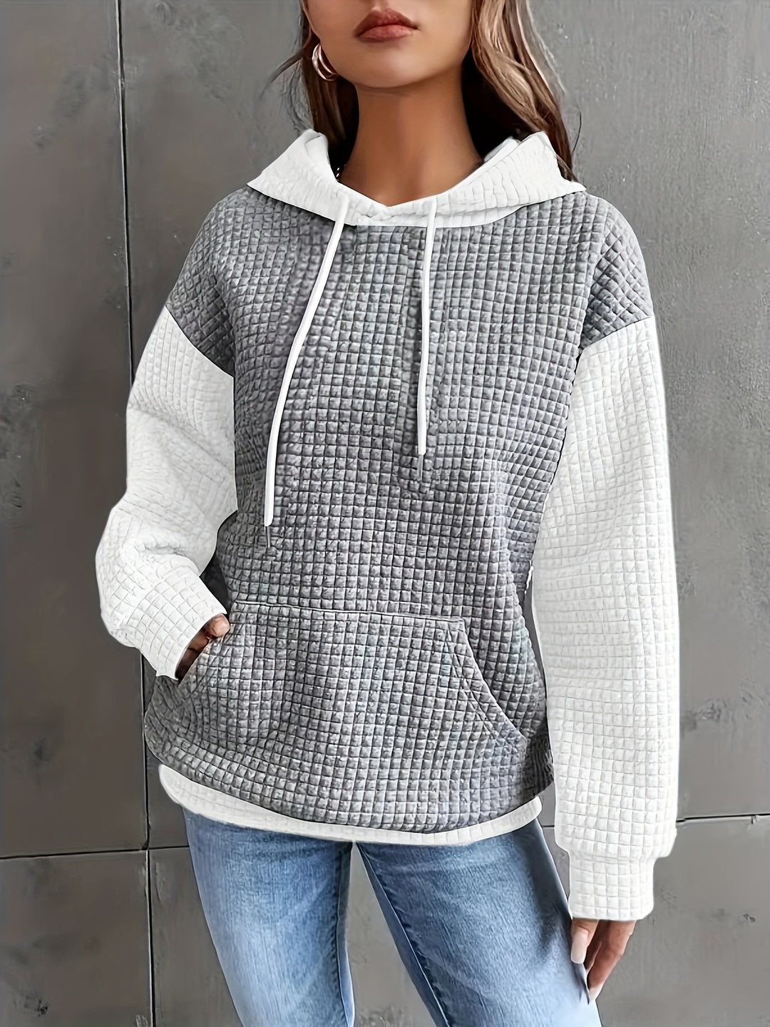 Dahlia | Textured Colour-Block Hoodie
