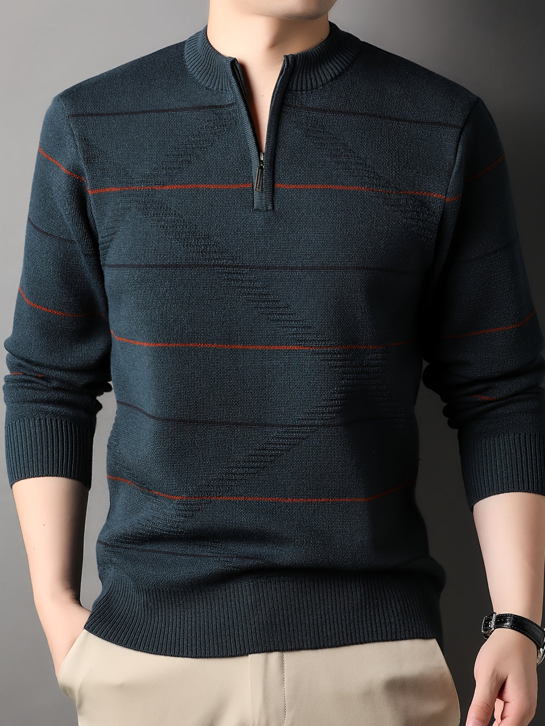Tristan | Half-Zip Ribbed Knit Sweater