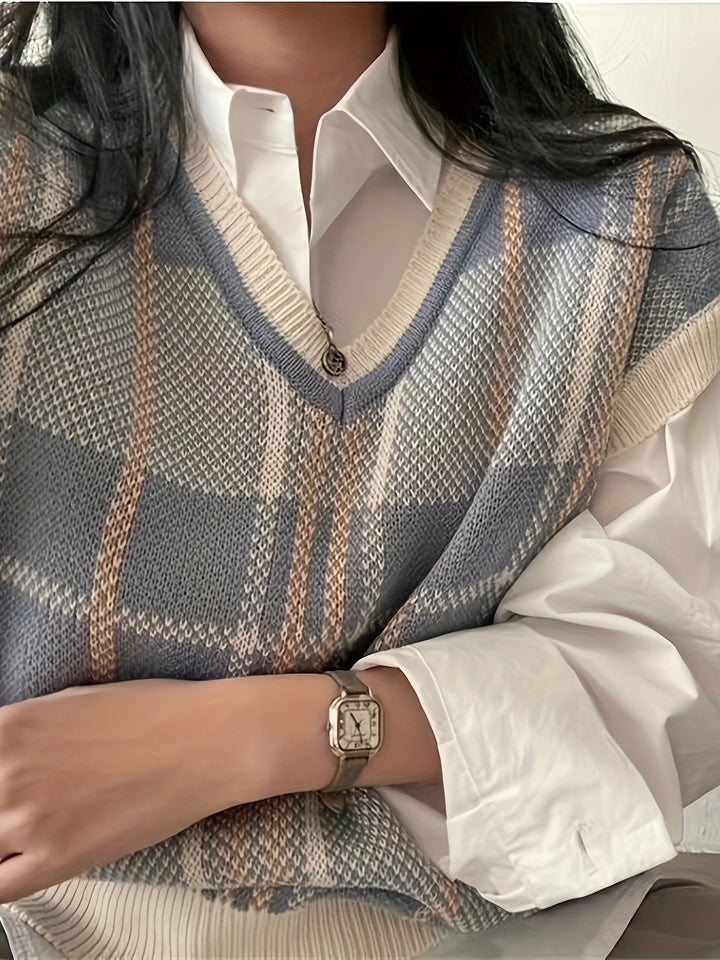 Diana | Argyle V-Neck Sweater Vest