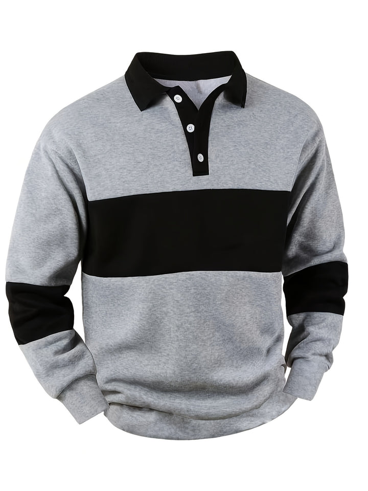 Nolan | Colour-Block Long Sleeve Polo Shirt