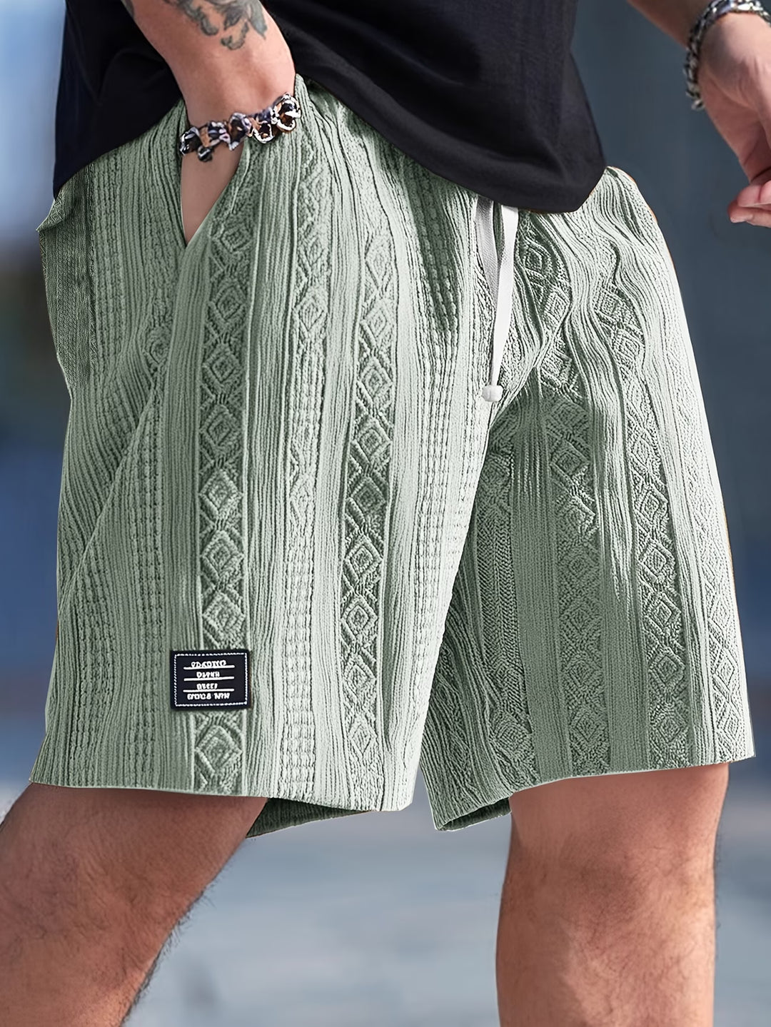 Conall | Classic Geometric Knit Drawstring Shorts