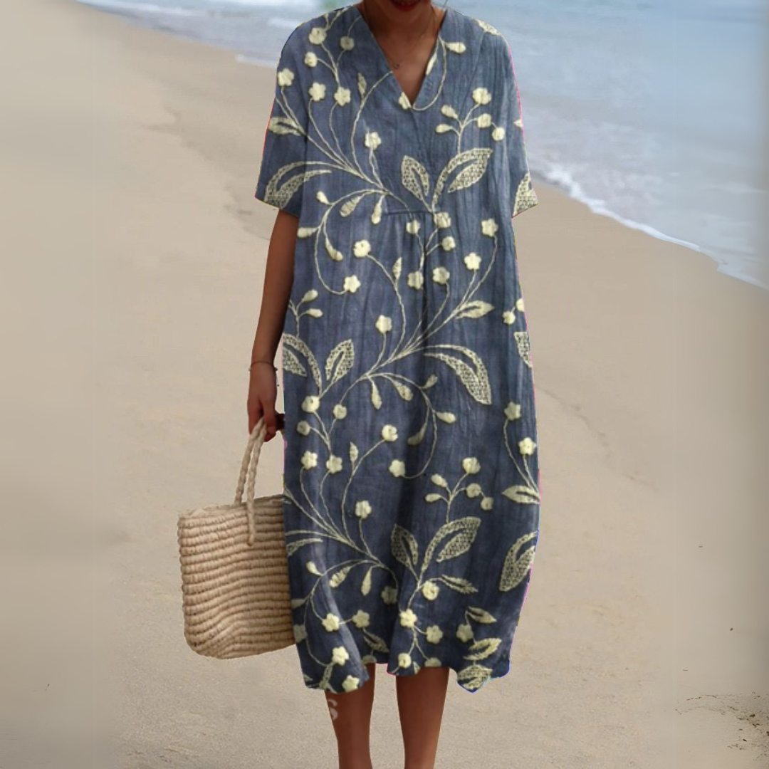 Nathalie | Stylish Multicolour V-Neck Dress