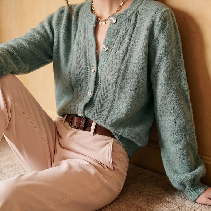 Clementine | Openwork Round-Neck Cardigan