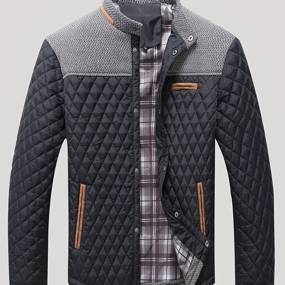 Nigel | Textured Quilted Stand-Collar Jacket