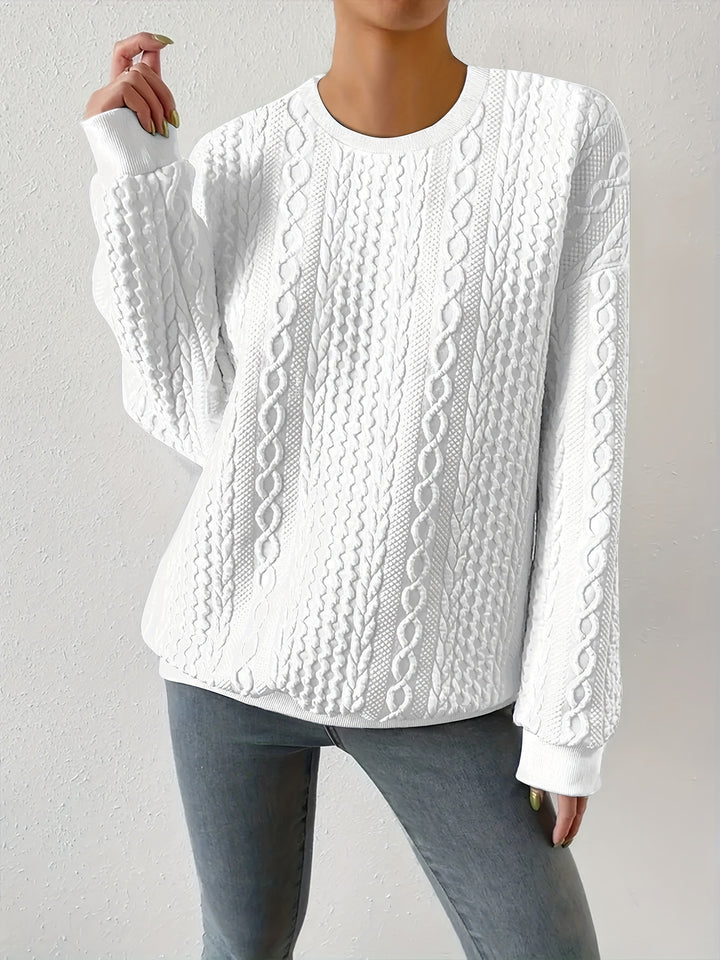 Maisie | Cable-Textured Crewneck Sweatshirt