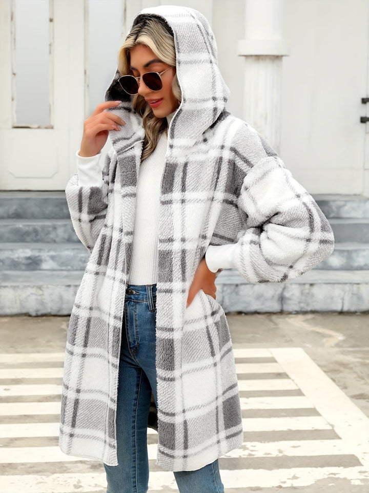 Marisol | Hooded Checked Longline Cardigan