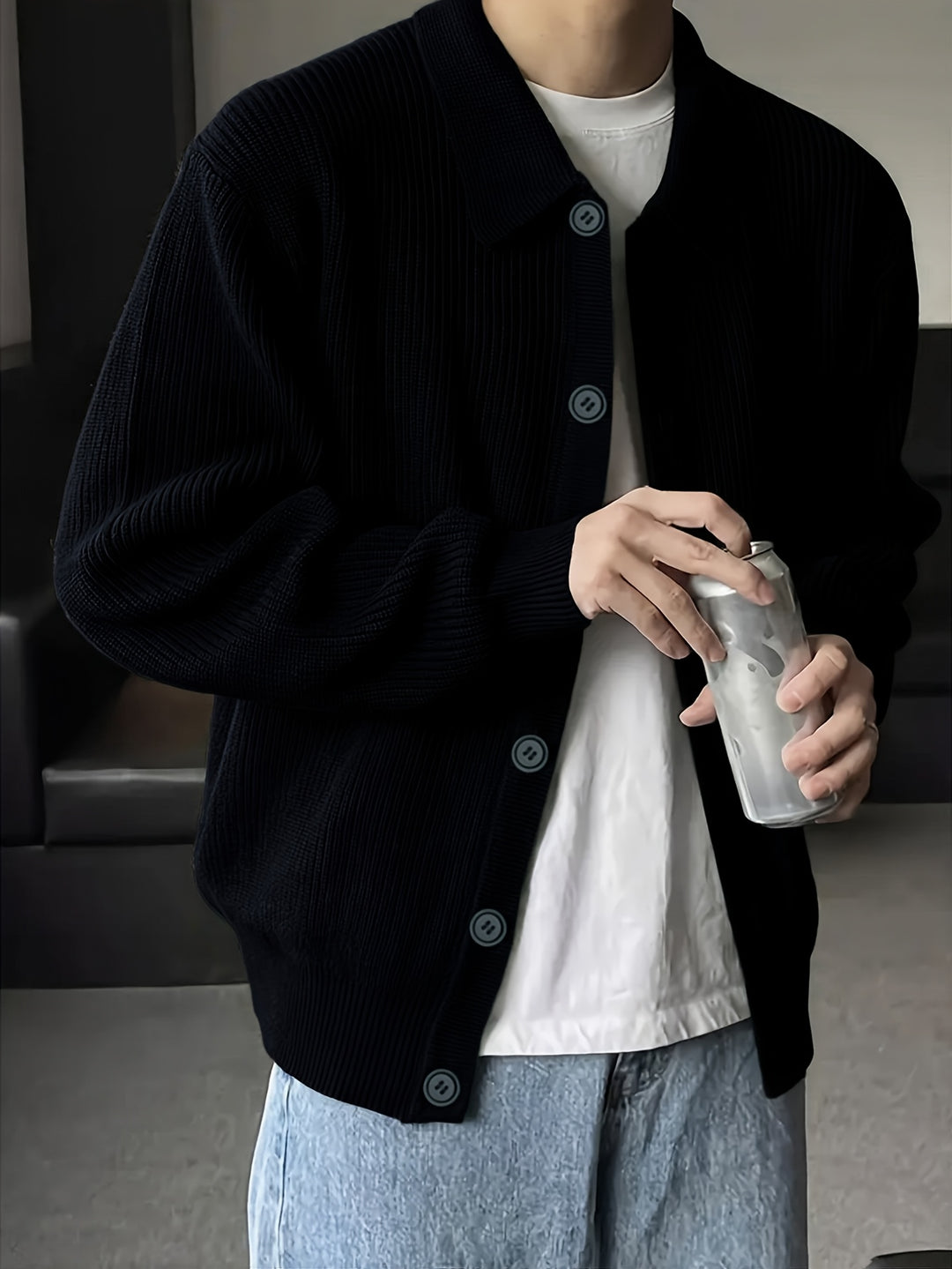 Wesley | Ribbed Collared Cardigan