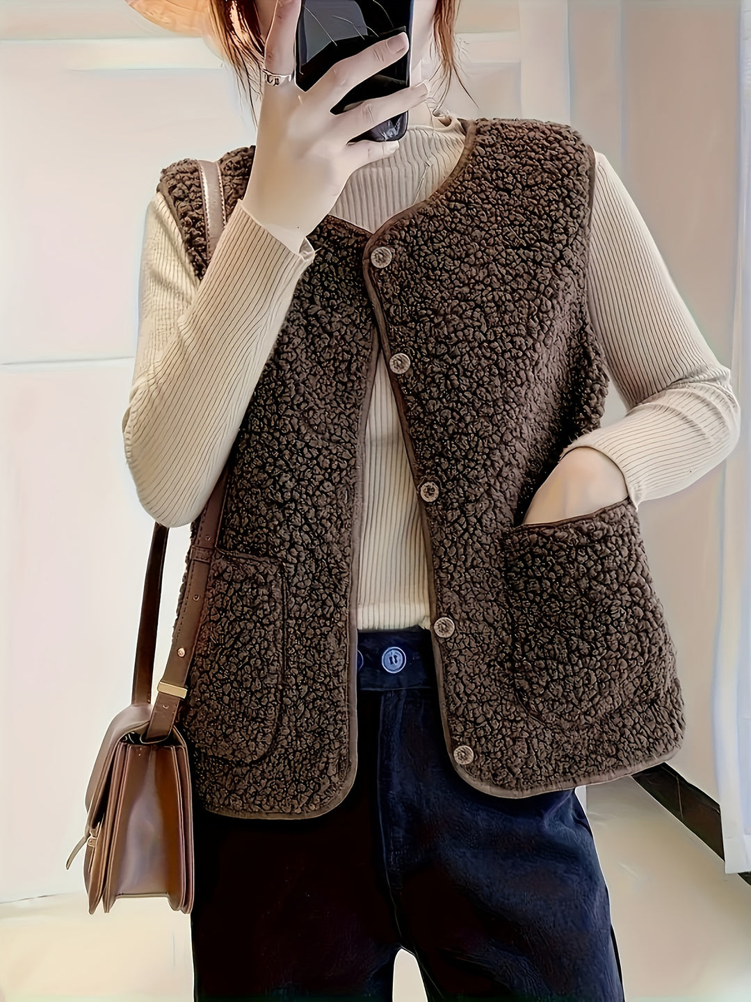 Estella | Textured Button-Front Gilet