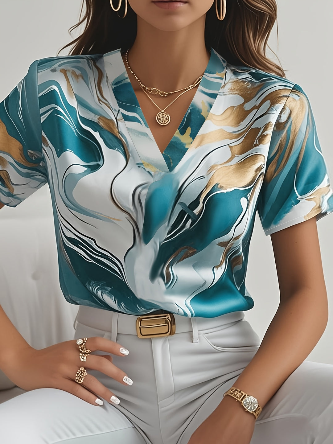 Nadine | Flowing V-Neck Blouse