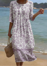 Lavender | Lavender Ruffle Midi Dress