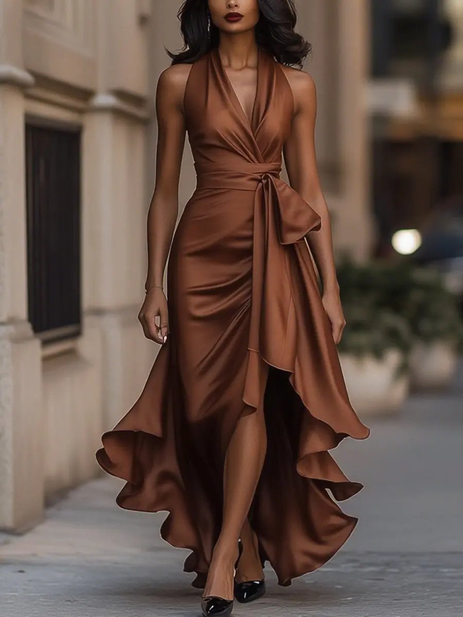 Sabrina | Elegant Halterneck Maxi Dress