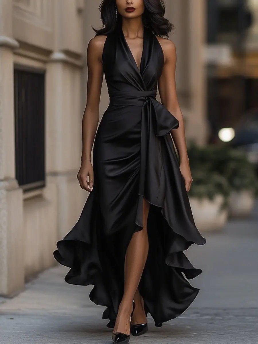 Sabrina | Elegant Halterneck Maxi Dress