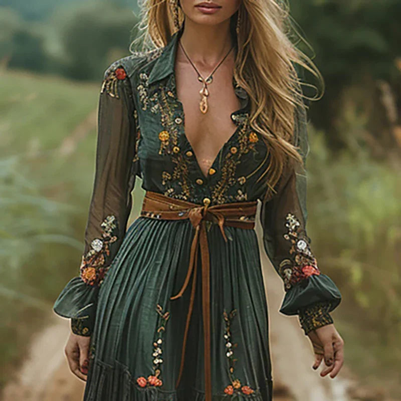 Iris | Embroidered Bohemian Maxi Dress