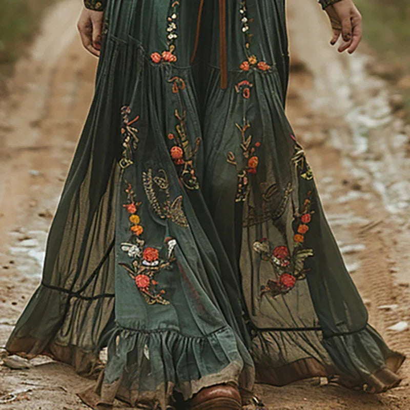 Iris | Embroidered Bohemian Maxi Dress