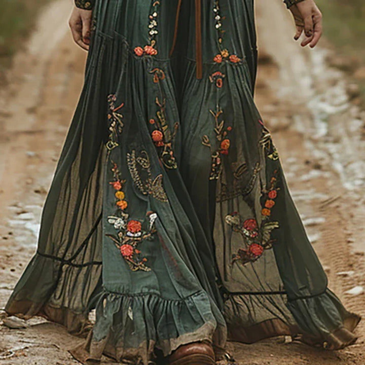 Iris | Embroidered Bohemian Maxi Dress