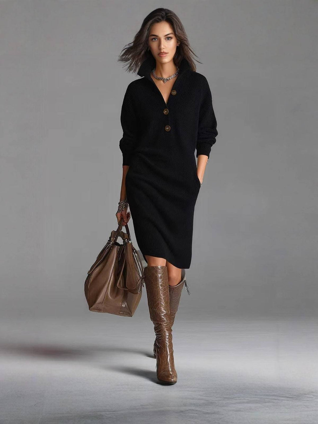 Antoinette | Elegant Button-Up Collared Dress