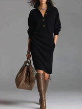 Antoinette | Elegant Button-Up Collared Dress