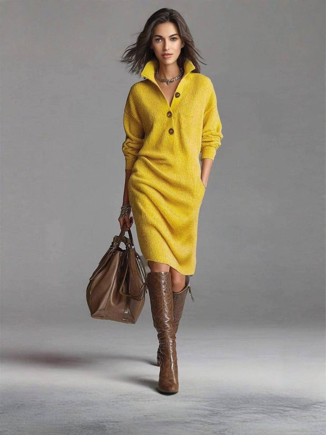 Antoinette | Elegant Button-Up Collared Dress