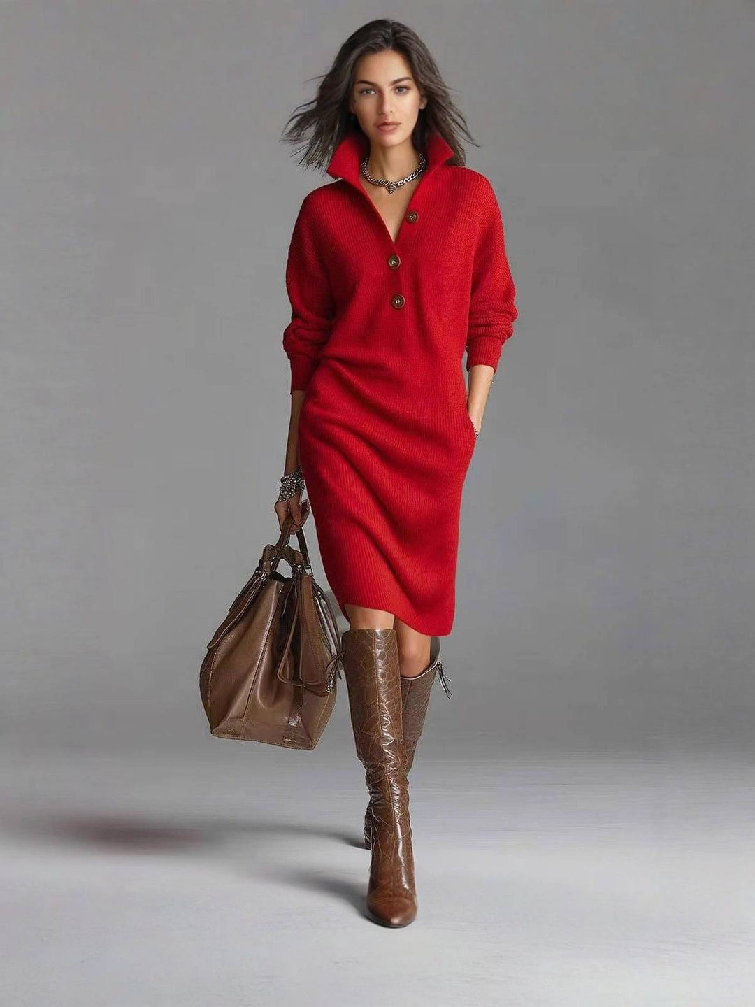 Antoinette | Elegant Button-Up Collared Dress