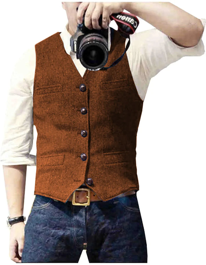Arthur | Classic Herringbone Tweed Waistcoat