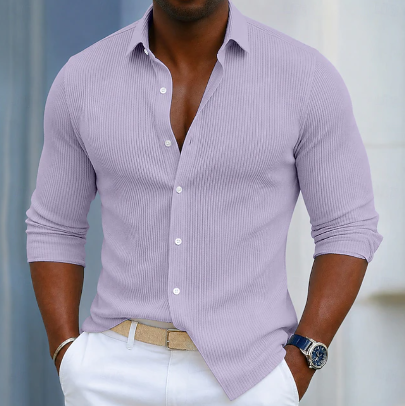 Marco | Slim Fit Textured Henley Wrap Shirt