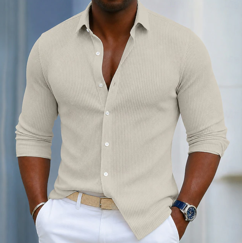 Marco | Slim Fit Textured Henley Wrap Shirt