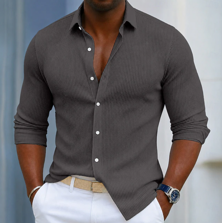 Marco | Slim Fit Textured Henley Wrap Shirt