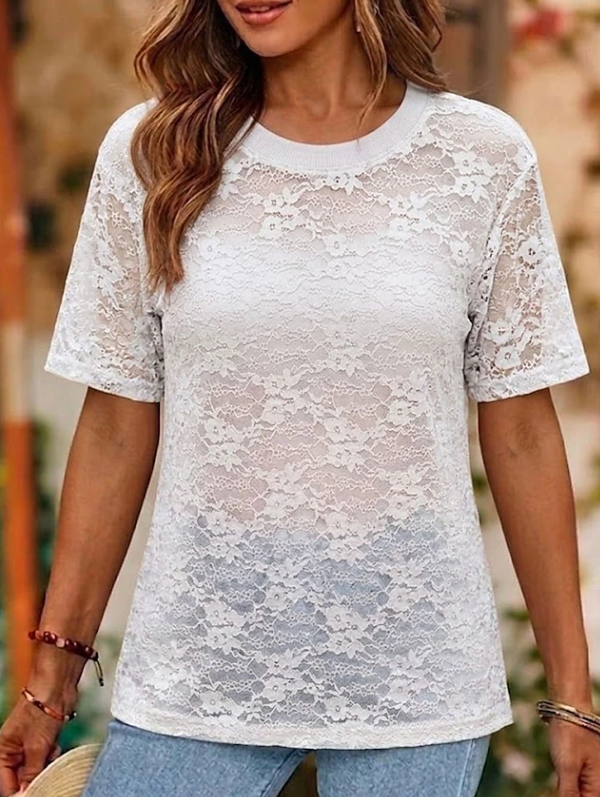 Aria | Elegant Floral Lace Everyday Blouse
