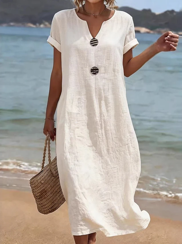 Liana | Casual Button Beach Maxi Dress