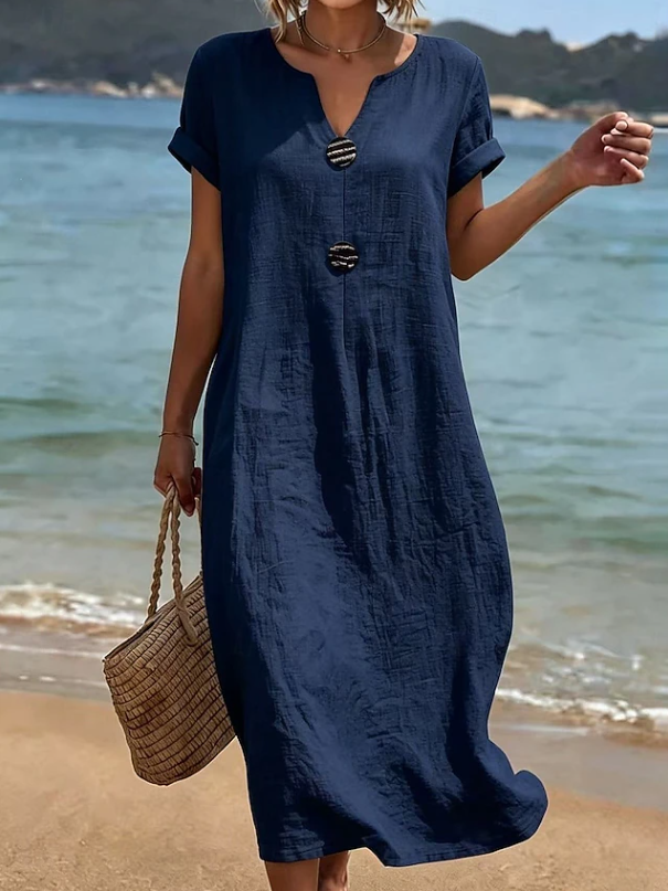 Liana | Casual Button Beach Maxi Dress