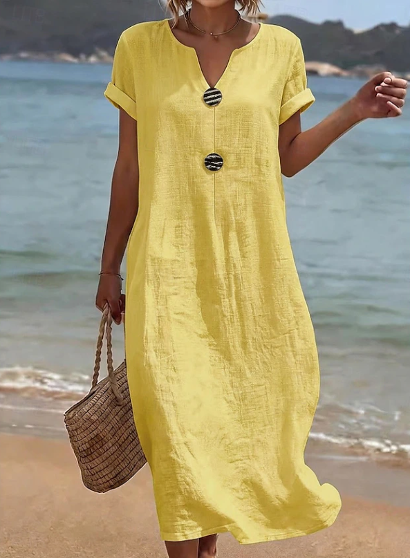 Liana | Casual Button Beach Maxi Dress