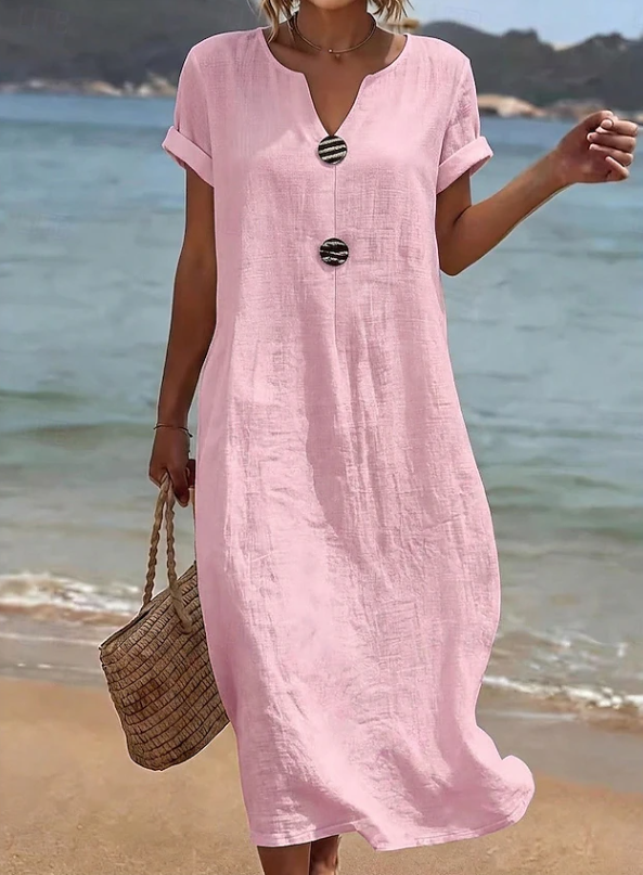 Liana | Casual Button Beach Maxi Dress