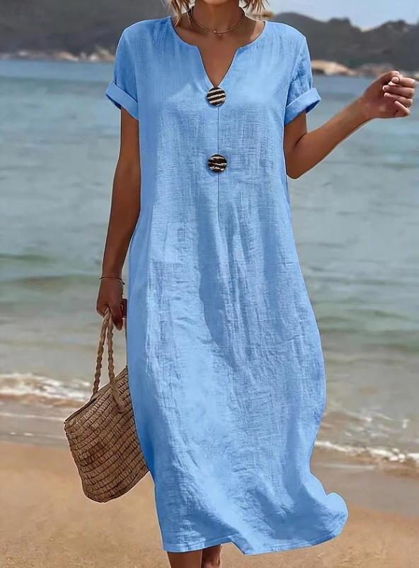 Liana | Casual Button Beach Maxi Dress