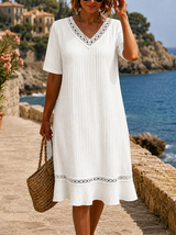 Clarina | Embroidered V-Neck Midi Dress