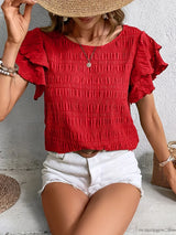 Rosalind | Ruffle-Sleeve Textured Blouse