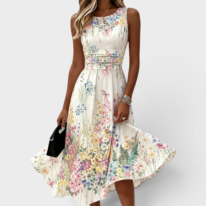 Maribel | Sleeveless Floral Midi Dress
