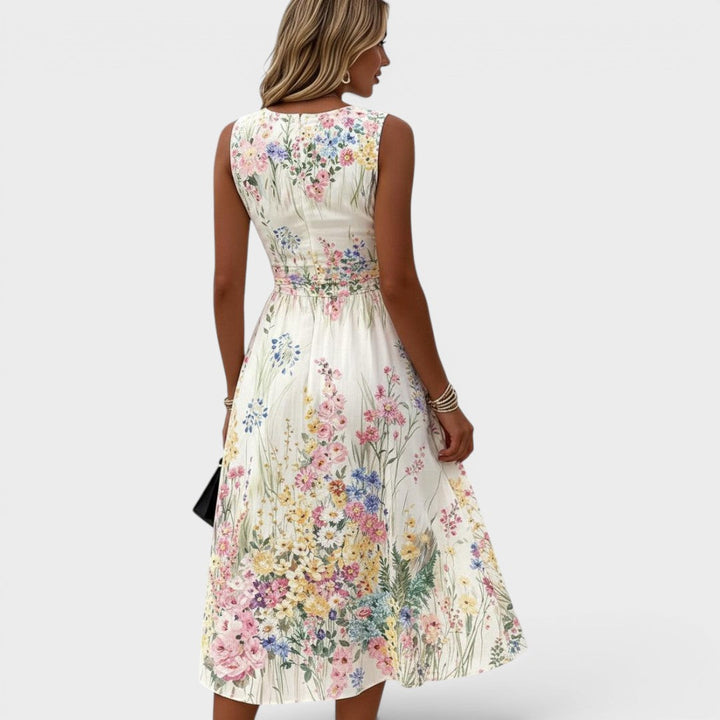 Maribel | Sleeveless Floral Midi Dress