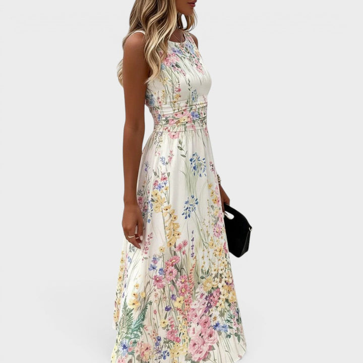 Maribel | Sleeveless Floral Midi Dress