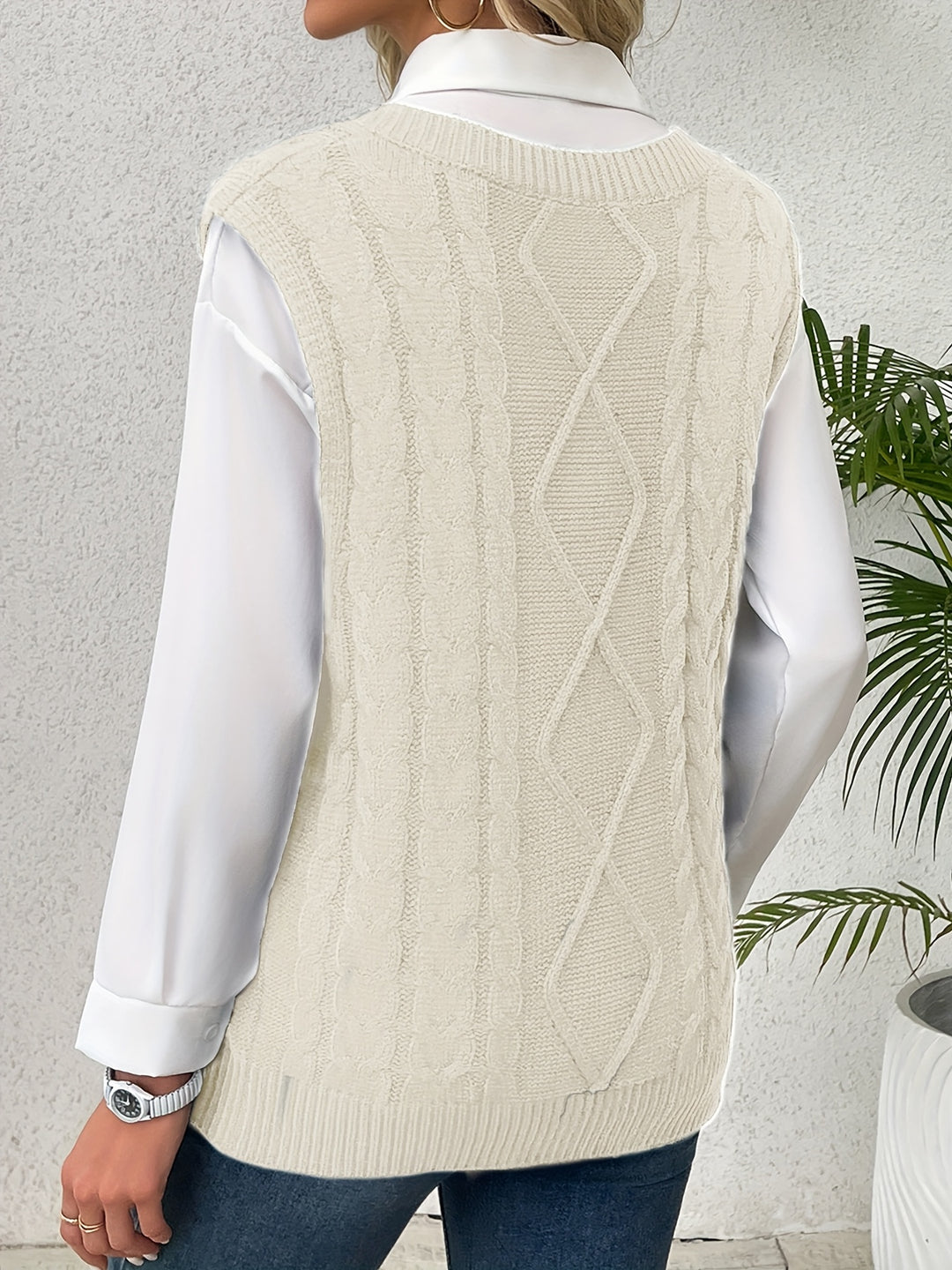 Colleen | Cable-Knit V-Neck Sweater Vest