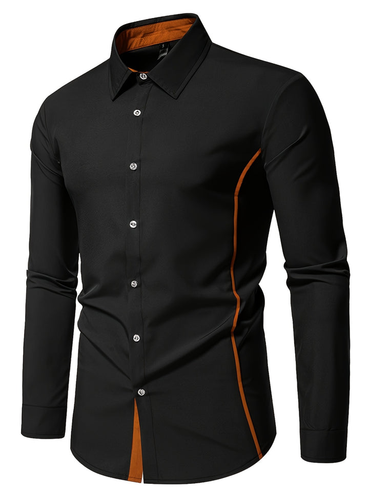 Dorian | Contrast-Trim Long Sleeve Shirt