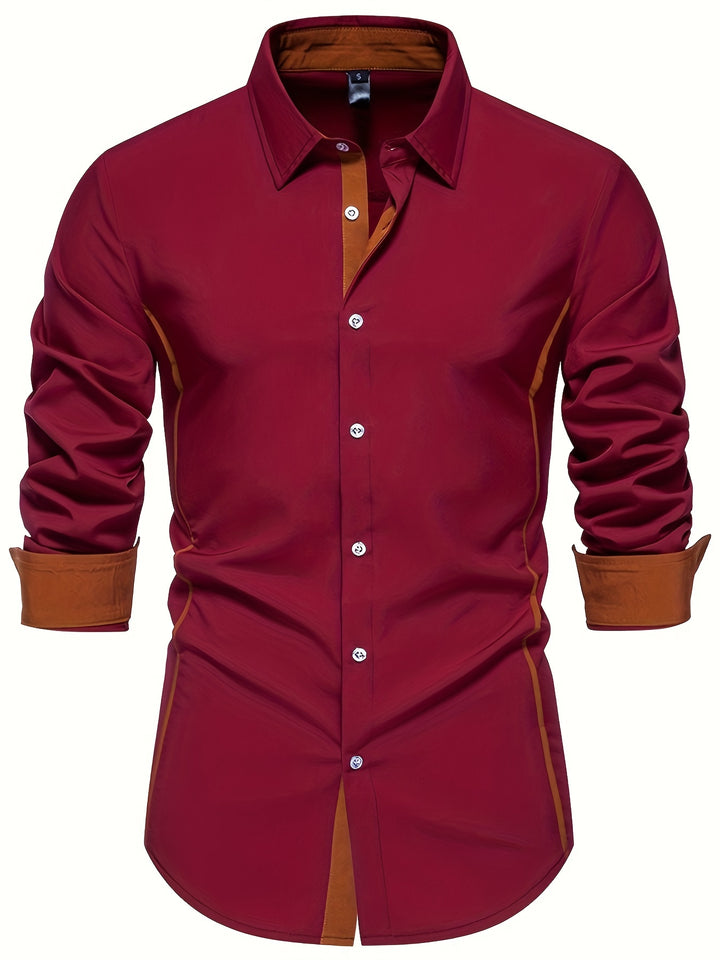 Dorian | Contrast-Trim Long Sleeve Shirt