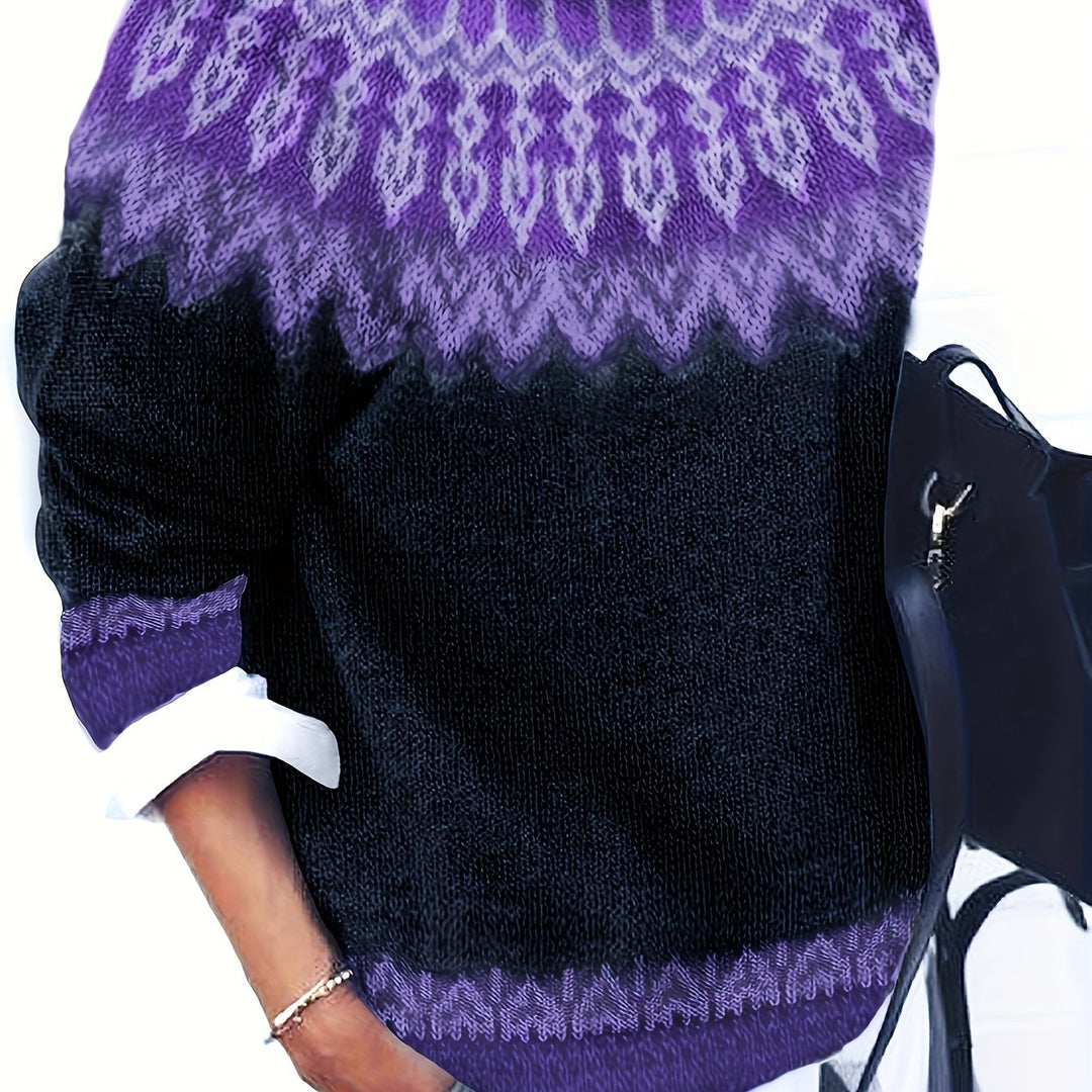 Sylvia | Chunky Jacquard Round Neck Sweater