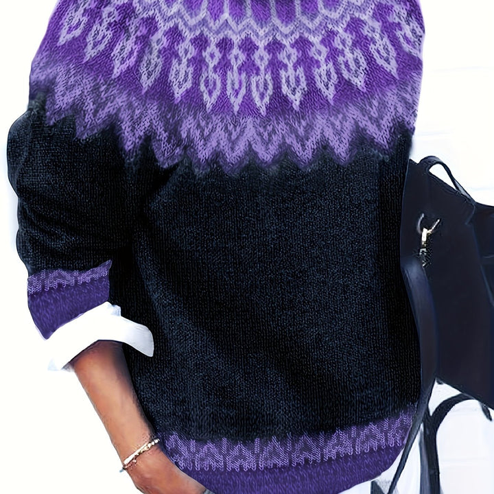 Sylvia | Chunky Jacquard Round Neck Sweater